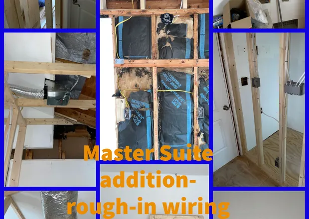 Electrical rough-in wiring for a home addition and remodel by Dibble Electrical in Central Virginia